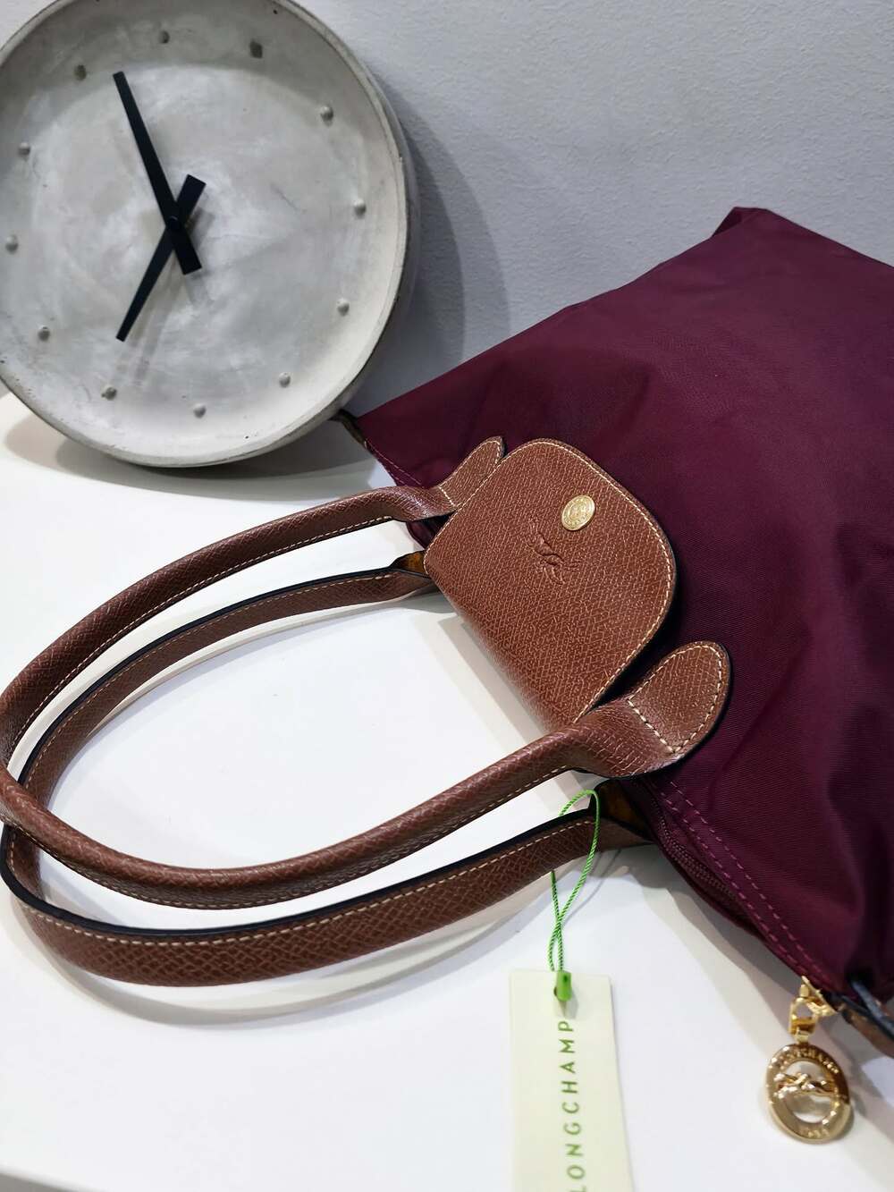 NWT Le Pliage Original Burgundy Medium Handbag Canvas Shopping Shoulder Tote M - Picture 3 of 8